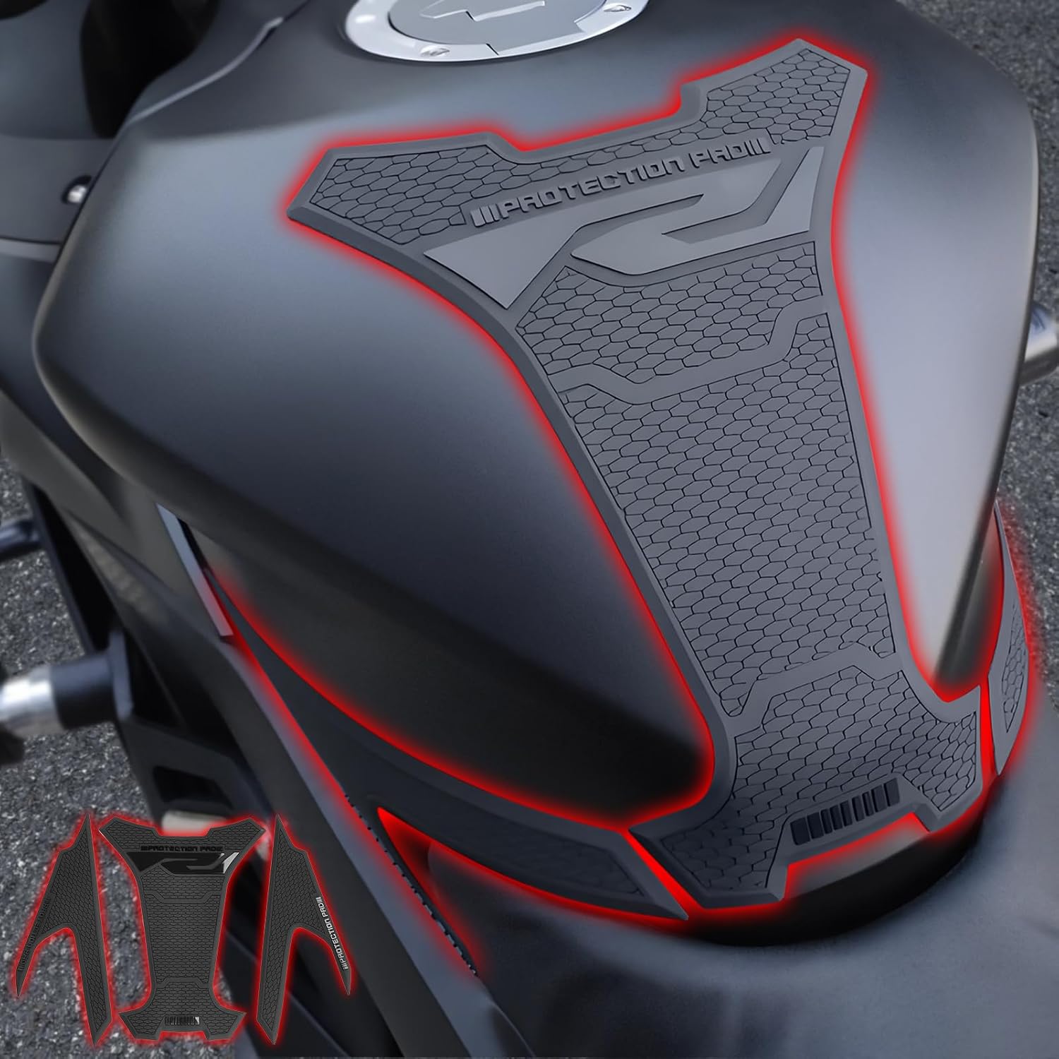Motorcycle Tank Pad Anti-Slip Motorcycle Tank Protector Stickers Compatible with Yamaha YZF-R25/R3 MT25/MT03 2019-2025 PVC Fuel Tank Pad YZF-R25 MT03 Accessories(Black)