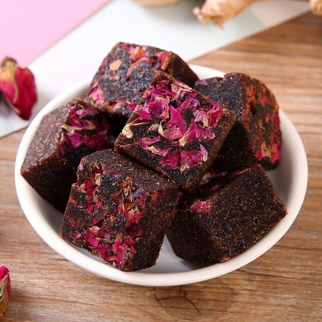 Reine Rosen-Braunzuckerwürfel, handgemacht aus yunnanischem Wildrose und unverfeinertem Rohrohrzucker, natürliche Wohlbefindlichkeit und Stimmungsaufhellung, 500 g