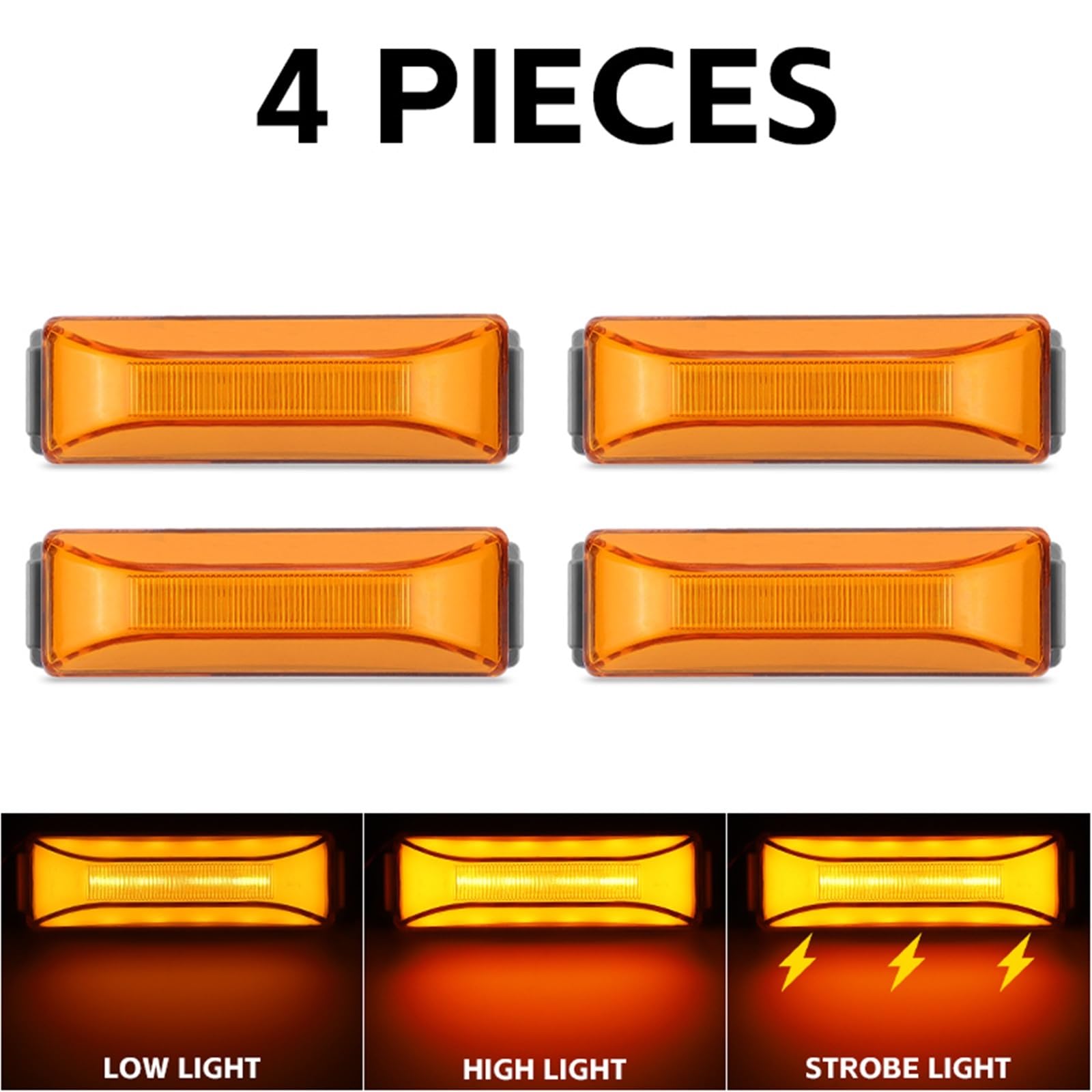 Indicatori di Direzione Luci Ingombro Posteriori 4 Pollici Indicatore Luminoso Camion Barra Luminosa Rimorchio BUS Van Per Caravan DC 12V-24V Auto Strobe Indicatore Laterale(4pcs Yellow Light)