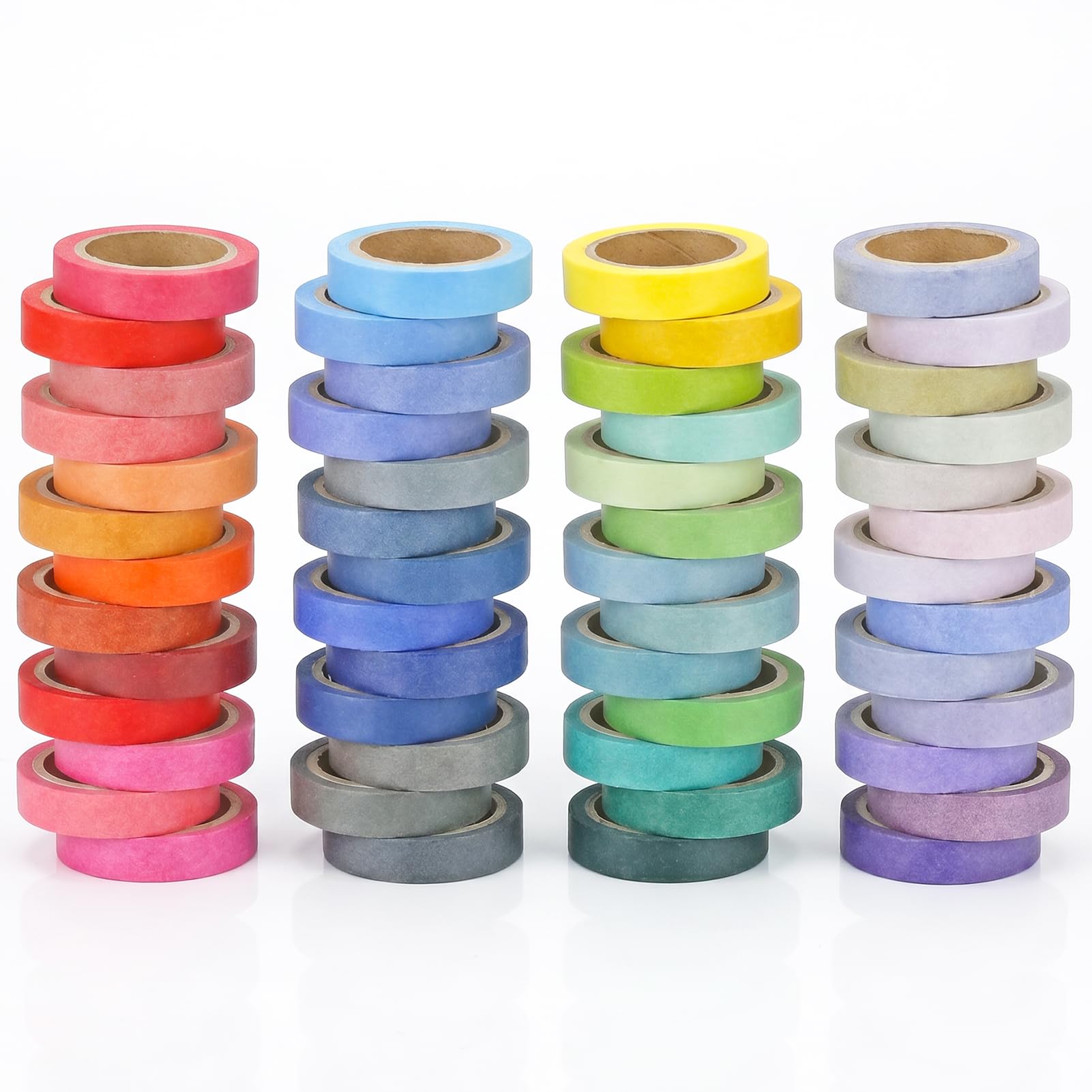 60 Rolls Washi Paper Tape Sets, 8mm x 4m Rainbow Coloured Masking Tape, Sticky Craft Tapes for DIY Scrapbooking Crafts, Journal Decoration, Classroom Decorations, Art Lab