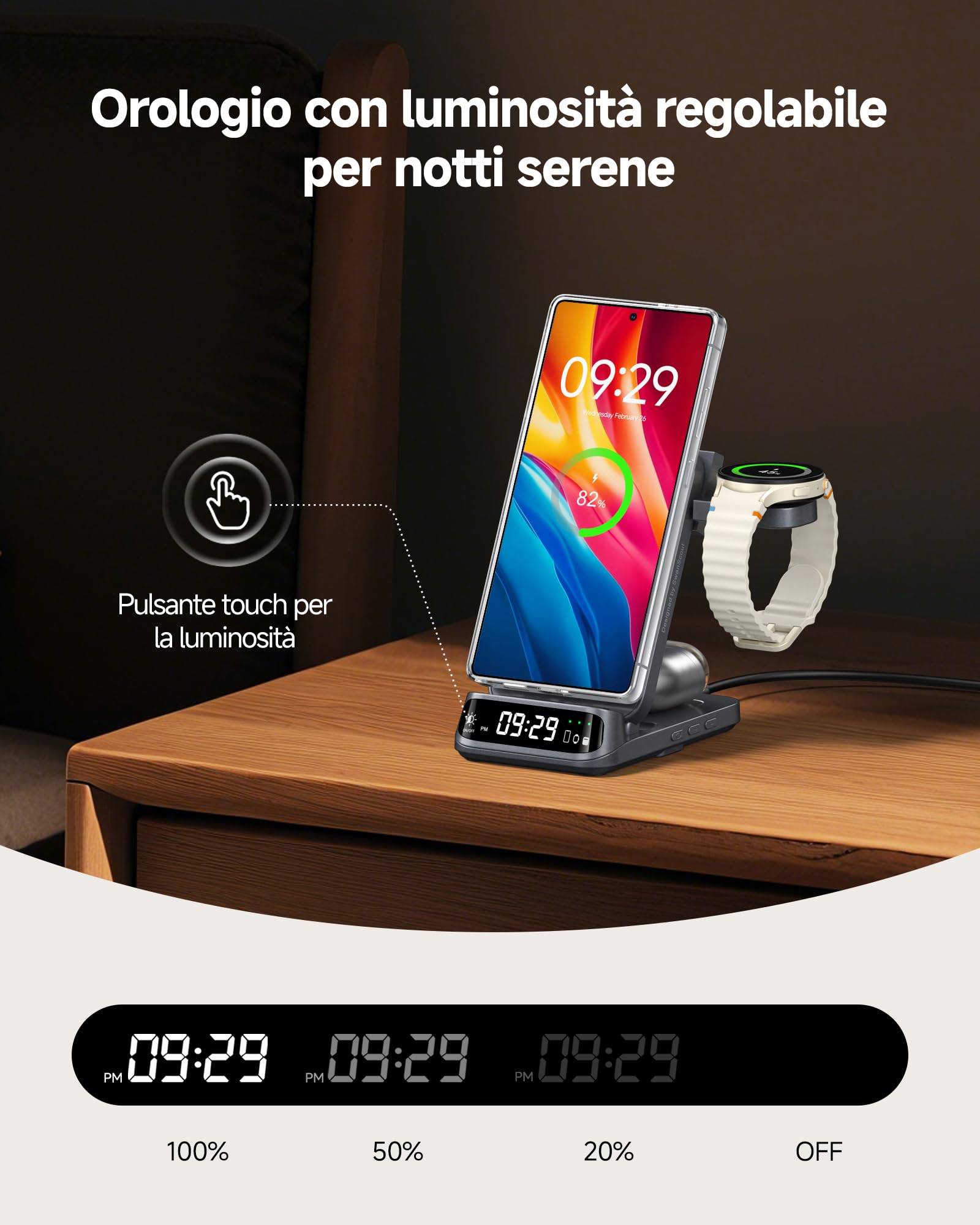 Magnetico Caricatore Wireless per Samsung Z Fold 8/Flip 8/S26/Watch 8 Serie | Stazione di Ricarica 3 in 1 con Orologio, Ricarica Magnetica, Design Pieghevole e Portatile, Solo per Samsung Galaxy Watch