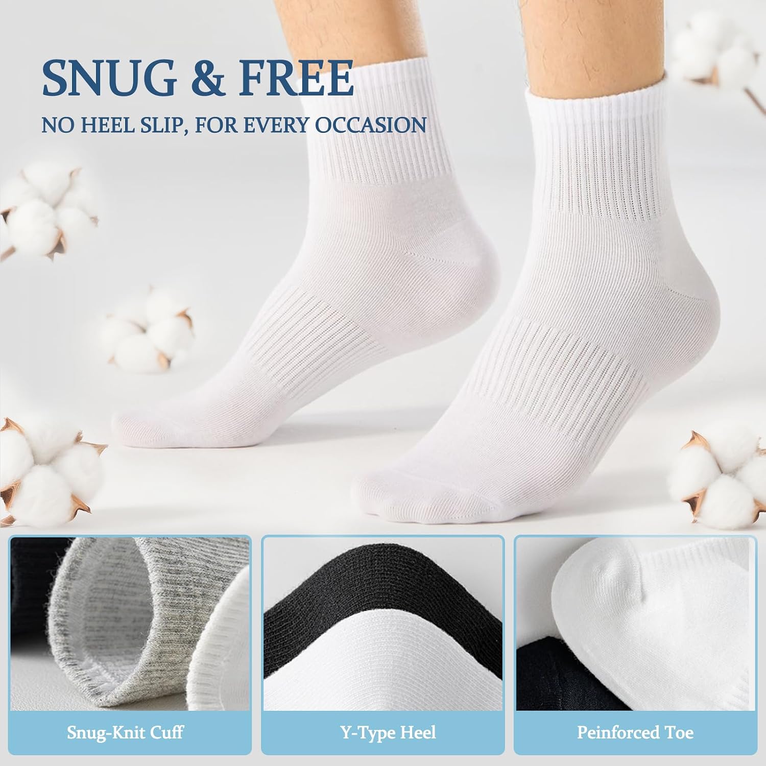 UoUoUosocks 6 Pairs Cotton Athletic Socks for Men/Women