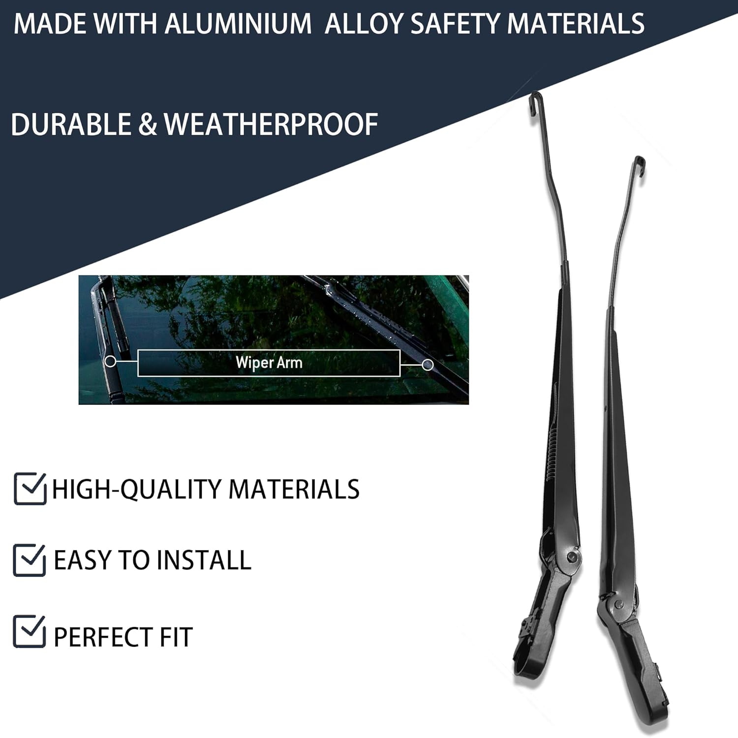 42647 42648 1 Pair Windshield Wiper Arm Compatible with Ford 1999-2007 Ford F250 F350 F450 F550 Super Duty 2000-2005 Excursion Replace OE F81Z17527AA F81Z17526AA