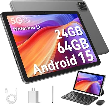 EDDBNi Android 14 Tablet 10.1 inch Tablet 2024 Latest Tablets with Keyboard Mouse 10GB+64GB 1TB Expand 6000mAh Octa-Core Processor Dual Camera WiFi 1280x800 IPS 18W Fast Charging Black
