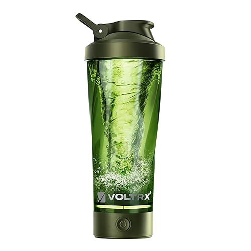 VOLTRX Premium Electric Protein Shaker Bottle, Made with Tritan - BPA Free - 24 oz Vortex Portable Mixer Cup/USB Rechargeable Shaker Cups for Protein Shakes - Green