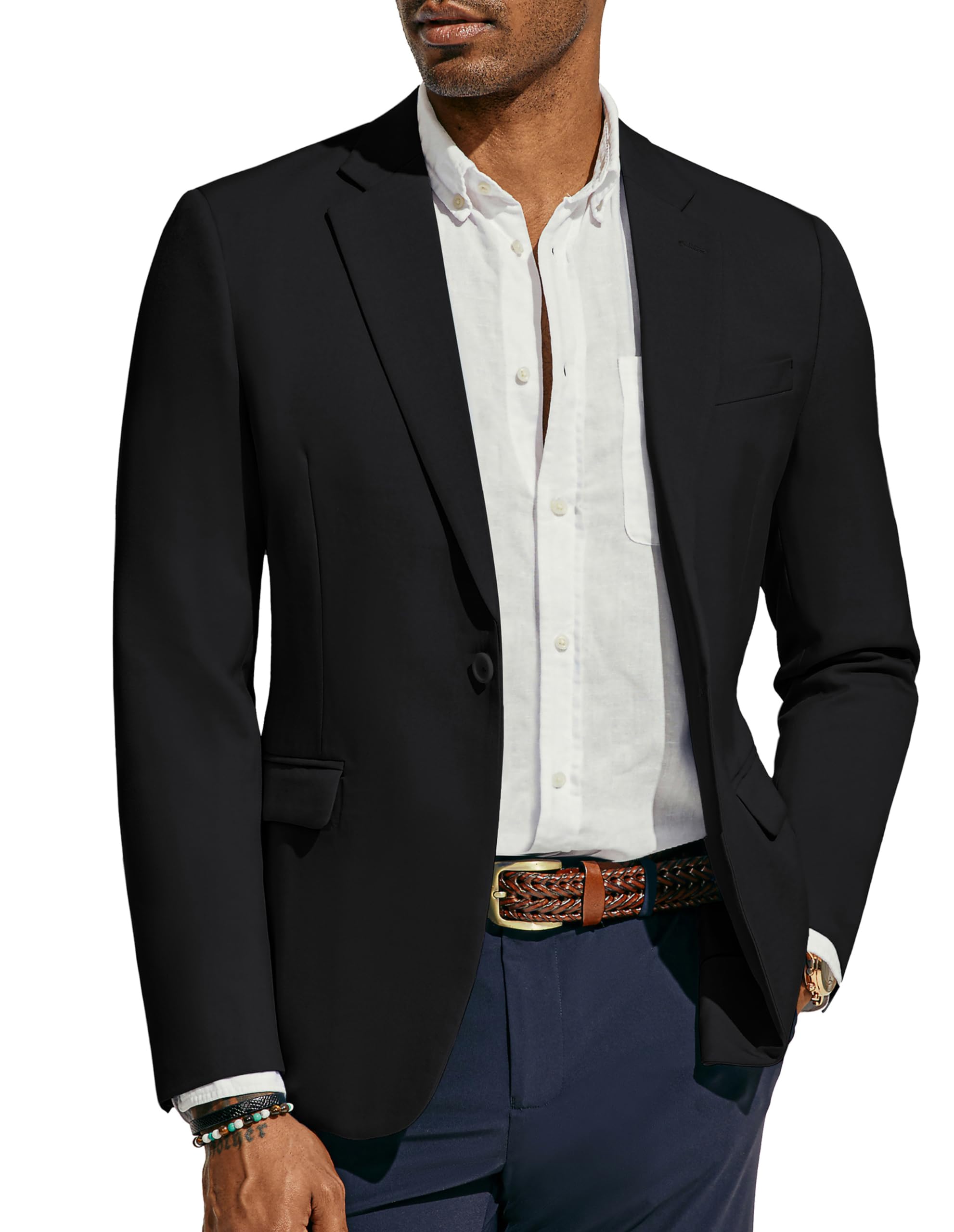 Ebossy Giacca Casual Uomo In Cotone Leggero: Blazer Sportivo 3 Bottoni, Giaccone Elegante Per Ufficio E Tempo Libero