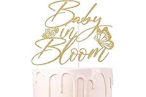 Gold Glitter Baby in Bloom Cake Topper