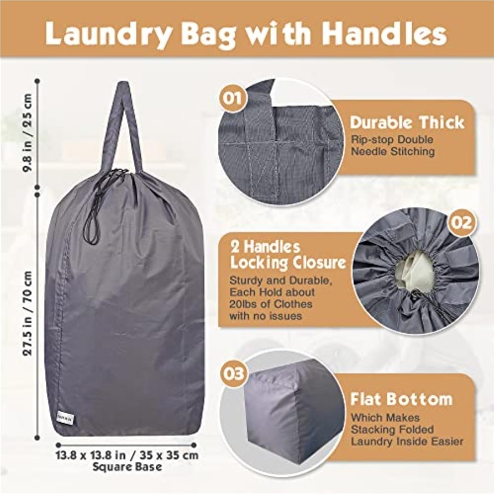Reißfester Wäschesack aus Nylon mit Griffen Für Zuhause, Reisen, Camping