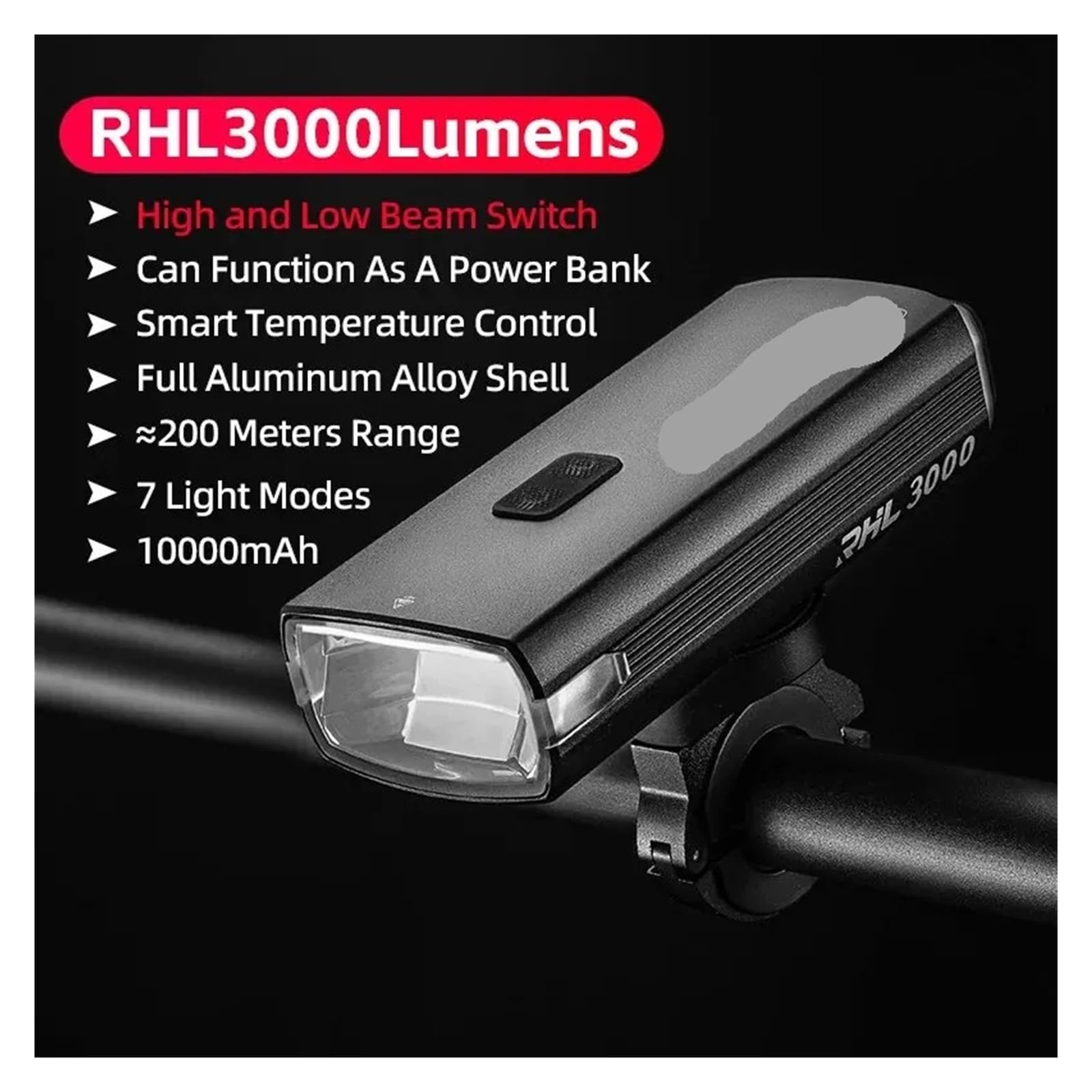 1 luz Delantera for Bicicleta de 3000 lúmenes.