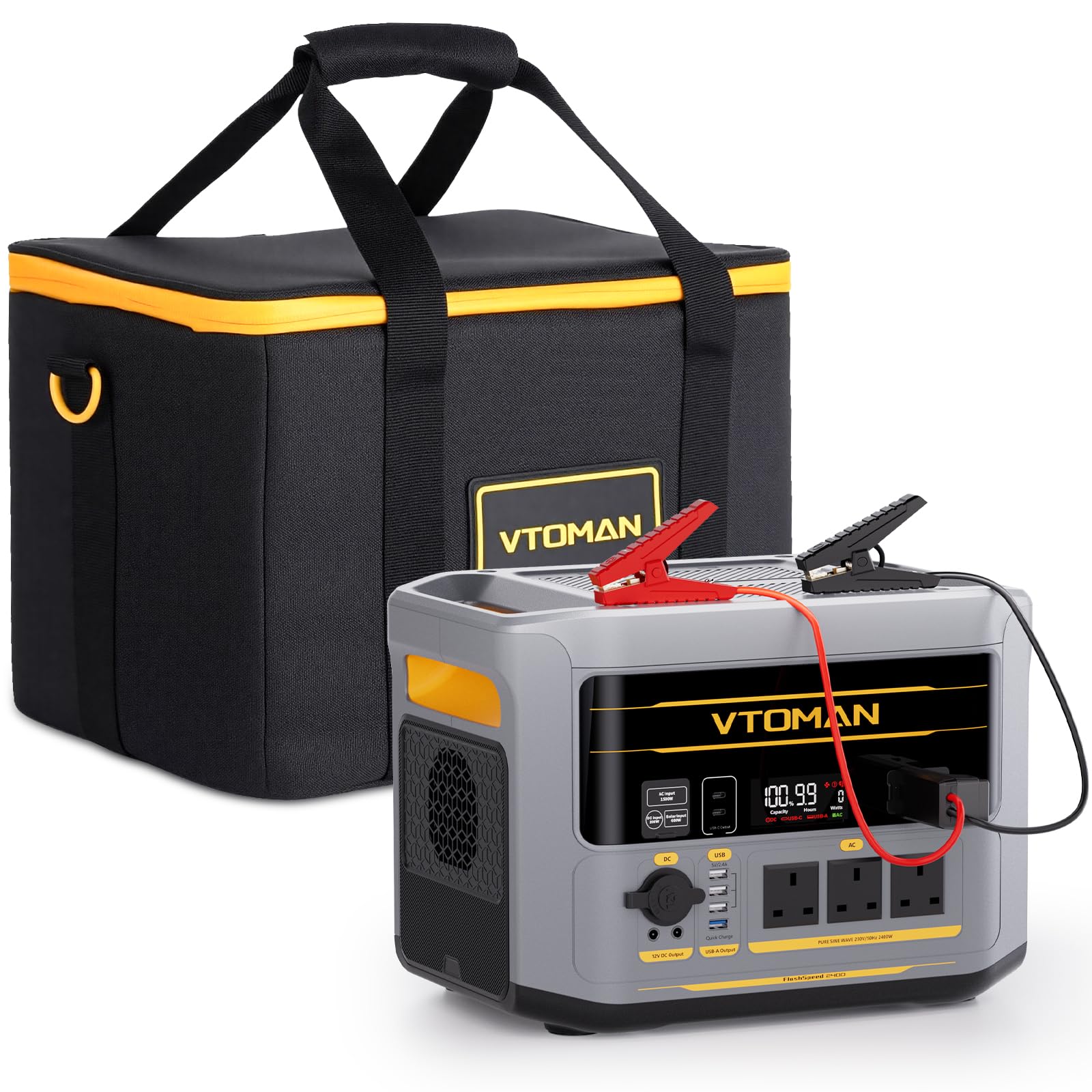VTOMAN FlashSpeed 2400 Power Station with 400W Solar Panel, 2400W/1408Wh LiFePO4 Battery, Expandable up to 2688Wh, 600W Solar Input, 1 Hr AC Fast Charge, Solar Generator for Camping, Home, Travel — view 14