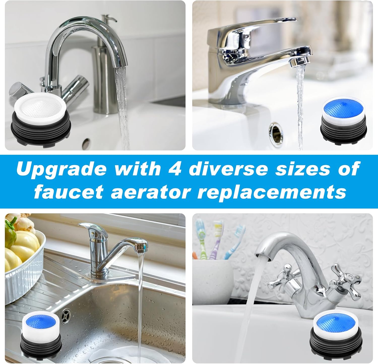 28 pcs Faucet Aerators with 5 Pcs Faucet Aerator Key Aerators Replacement Inserts for Sink M16.5 18.5 21.5 24 mm for Bathroom or Kitchen