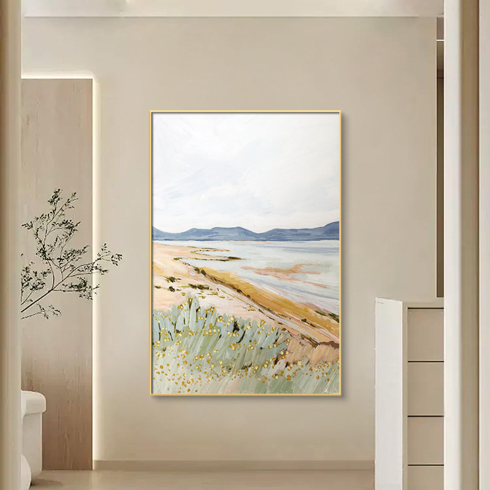 Peinture à l'huile bord de mer 60x90cm tableau abstrait moderne