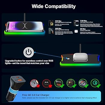 Amazon.com: Wireless Car Charger Pad, REESTECQI 15W RGB