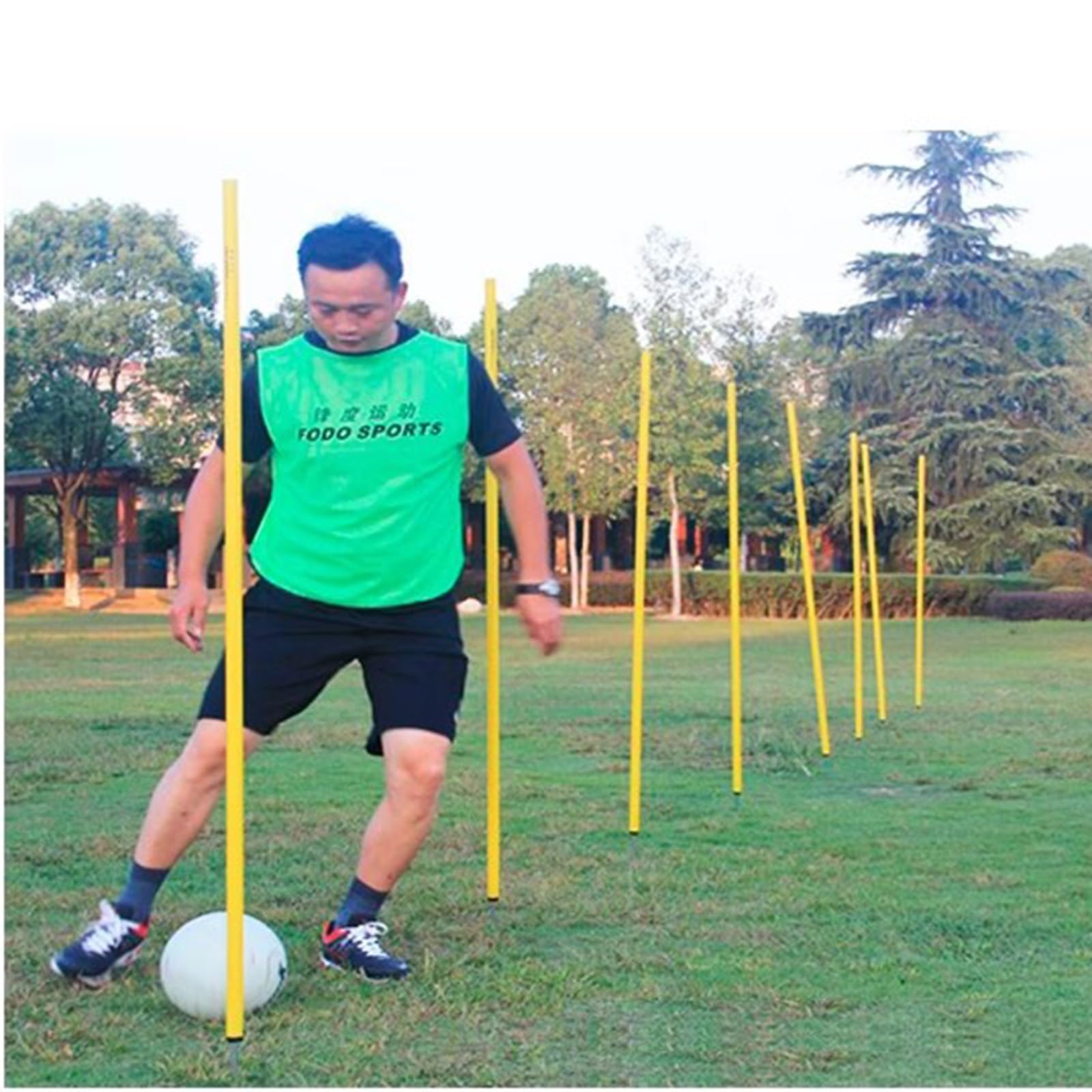 Fußball Slalomstangen 1.2/ 1.5 M Sport-Trainerstöcke Ausrüstung, Tragbar Steckbarer Typ Fußball-Bewegungsstangen Fußball-Trainingshilfe, Zur Verbesserung Der Beweglichkeit/ Geschwindigkeit/ Fußarbeit