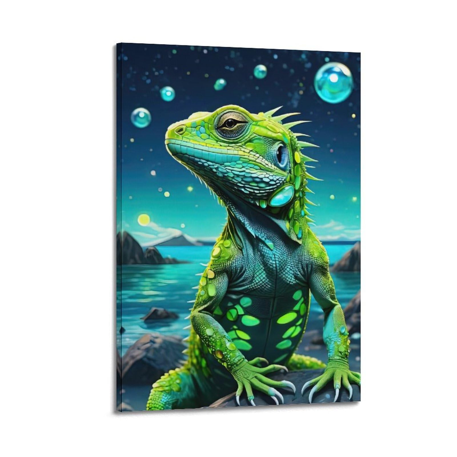 WZKTCL Animal Poster Chameleon by The Sea Poster Decorative Painting Canvas Wall Posters And Art Picture Print Modern Family Bedroom Decor Posters 24x36inch(60x90cm)