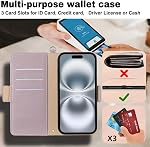 Flip Wallet Phone Case for iPhone 13 Mini with Credit Card Holder, Cute Rabbit Leather Flip Phone Case Wallet Cover with Creative Magnetic Protective Shockproof TPU Shell, Kickstand, Purple