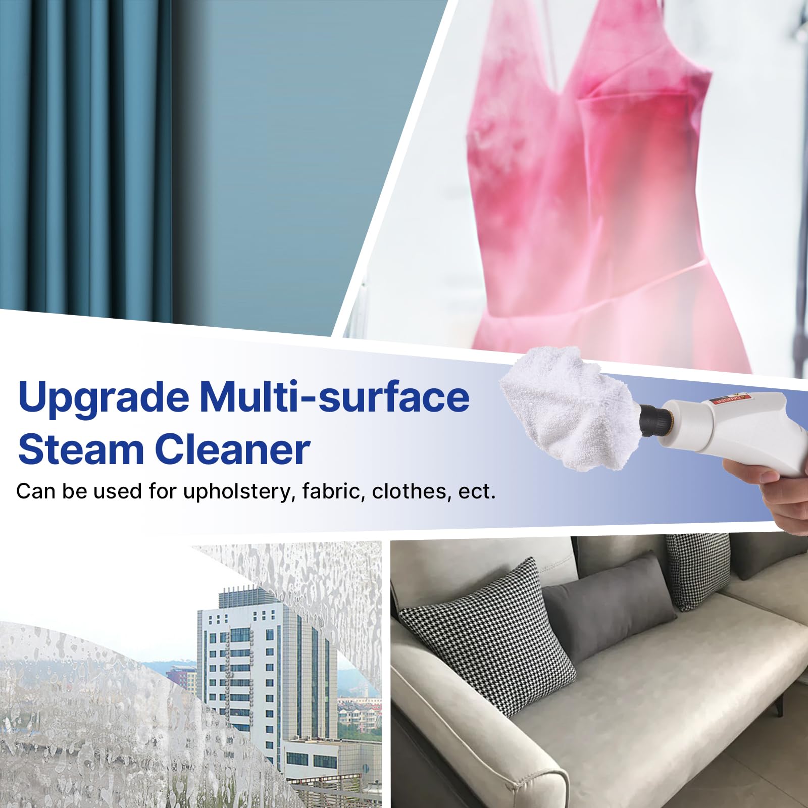 Nettoyeur Vapeur Multi-surfaces Avec 8 Accessoires, écran Tactile Intelligent, 6 Niveaux, Nettoyage En Profondeur Réglable Avec Poignée Portable Pour