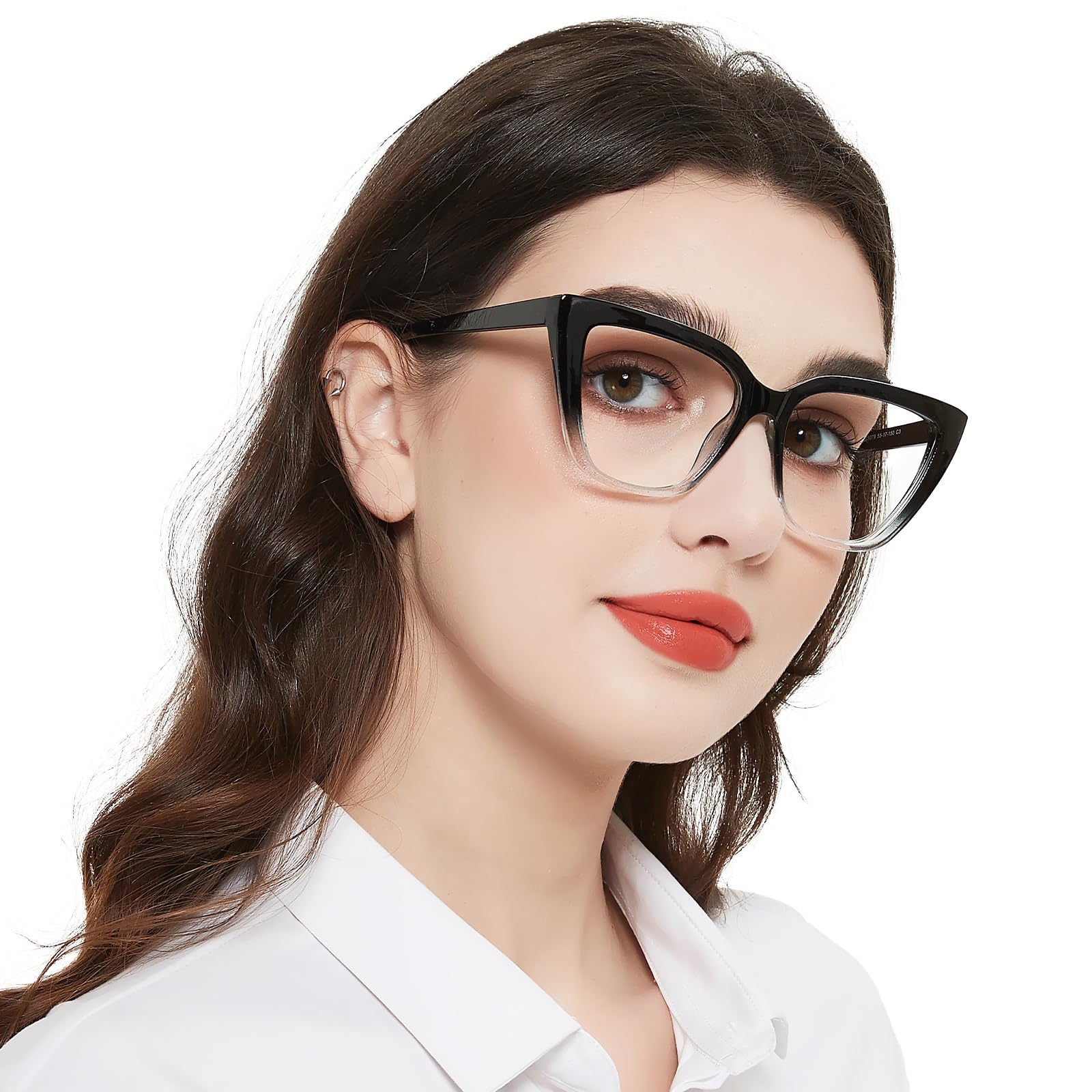 Oversized Reading Glasses for Women Designer Cat Eye Readers 1.0 1.25 1.5 1.75 2.0 2.25 2.5 2.75 3.0 3.5 4.0 Black/Clear 3.5 x
