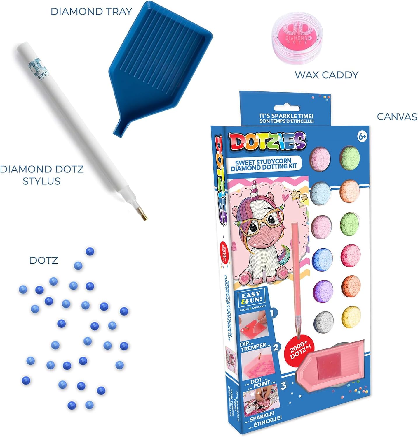 DIAMOND DOTZ Sweet Studycorn Diamond Painting Kits for Adults - Diamond Art Kits a Relaxing Creative Craft Kit with Dotz Gems 9.8x9.1