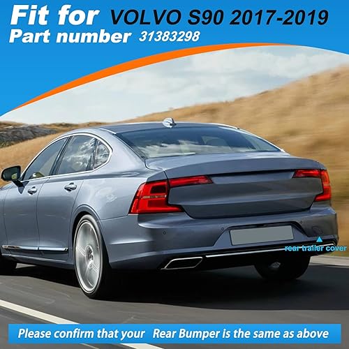 Miniatura 3 de CZShiYue Cubierta de gancho de remolque de parachoques trasero para Volvo S90 2017 2018 2019 Tapa de ojo de remolque 31383298 398400101 (negro, lado