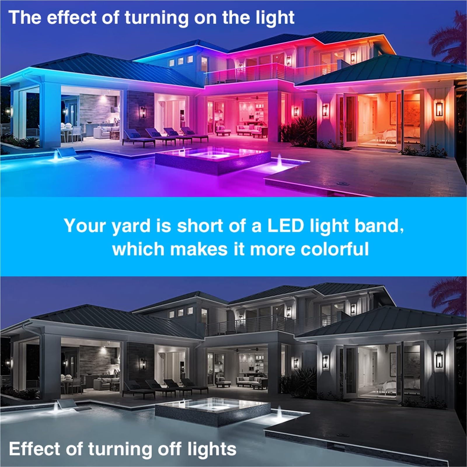Generico Solarna taśma LED RGB - wodoodporna dekoracja zewnętrzna IP67 5 m/10 m (5 m kolorowa)