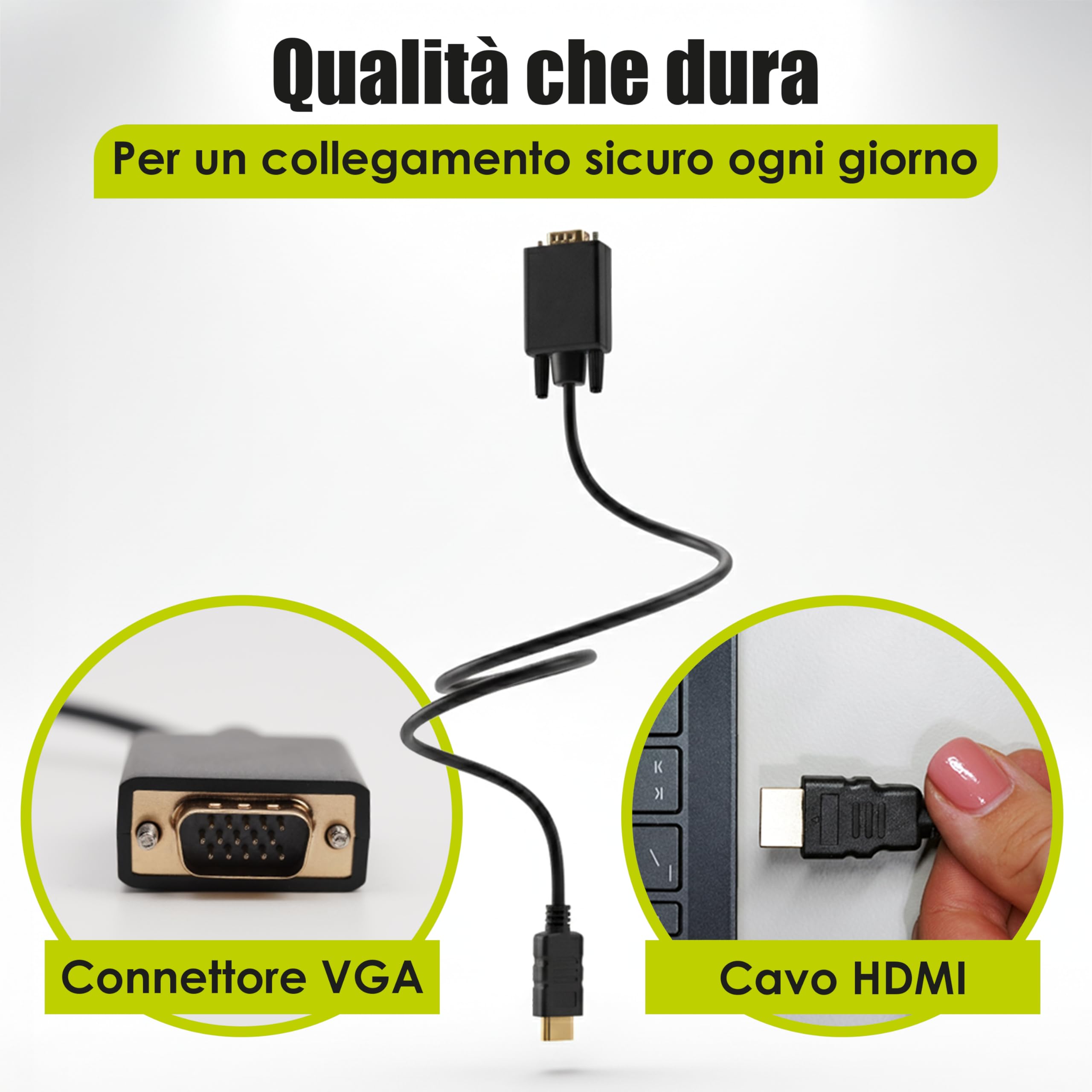 Generico Cavo Convertitore HDMI a VGA Unidirezionale, Adattatore HDMI VGA 1080p con Cavo 1m, Compatibile PC, Laptop, Console e Proiettore, Trasmissione Video Stabile - Non Compatibile con MacBook