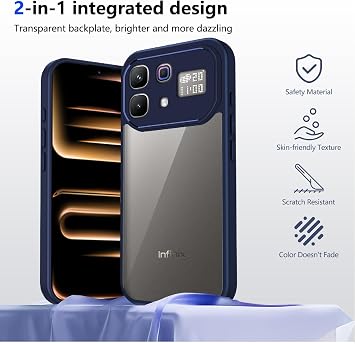 Case Compatible with Infinix Note 60 Pro, Shockproof Soft TPU Bumper & Hard PC Back Cover, Anti-Scratch HD Clear Slim Protective-Blue