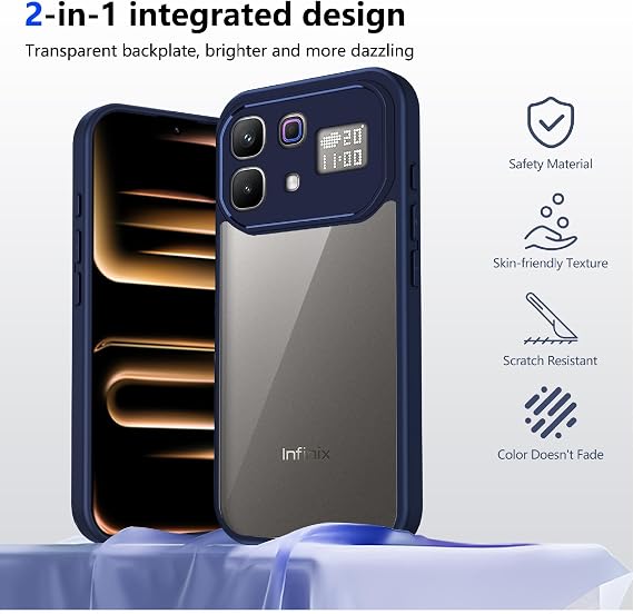 Case Compatible with Infinix Note 60 Pro, Shockproof Soft TPU Bumper & Hard PC Back Cover, Anti-Scratch HD Clear Slim Protective-Blue