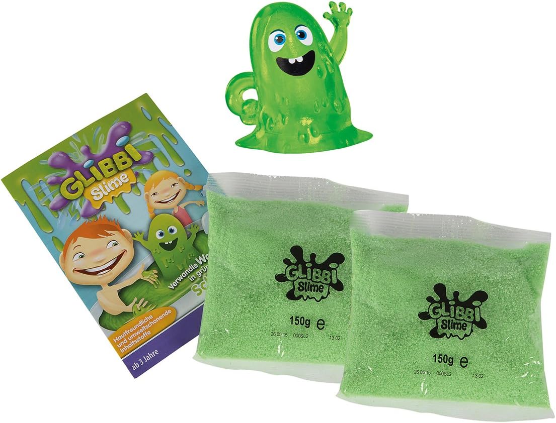 Simba 105953099 Glibbi Slime Pack of 2 Green Powder with Slime Figure 2 x 150 g