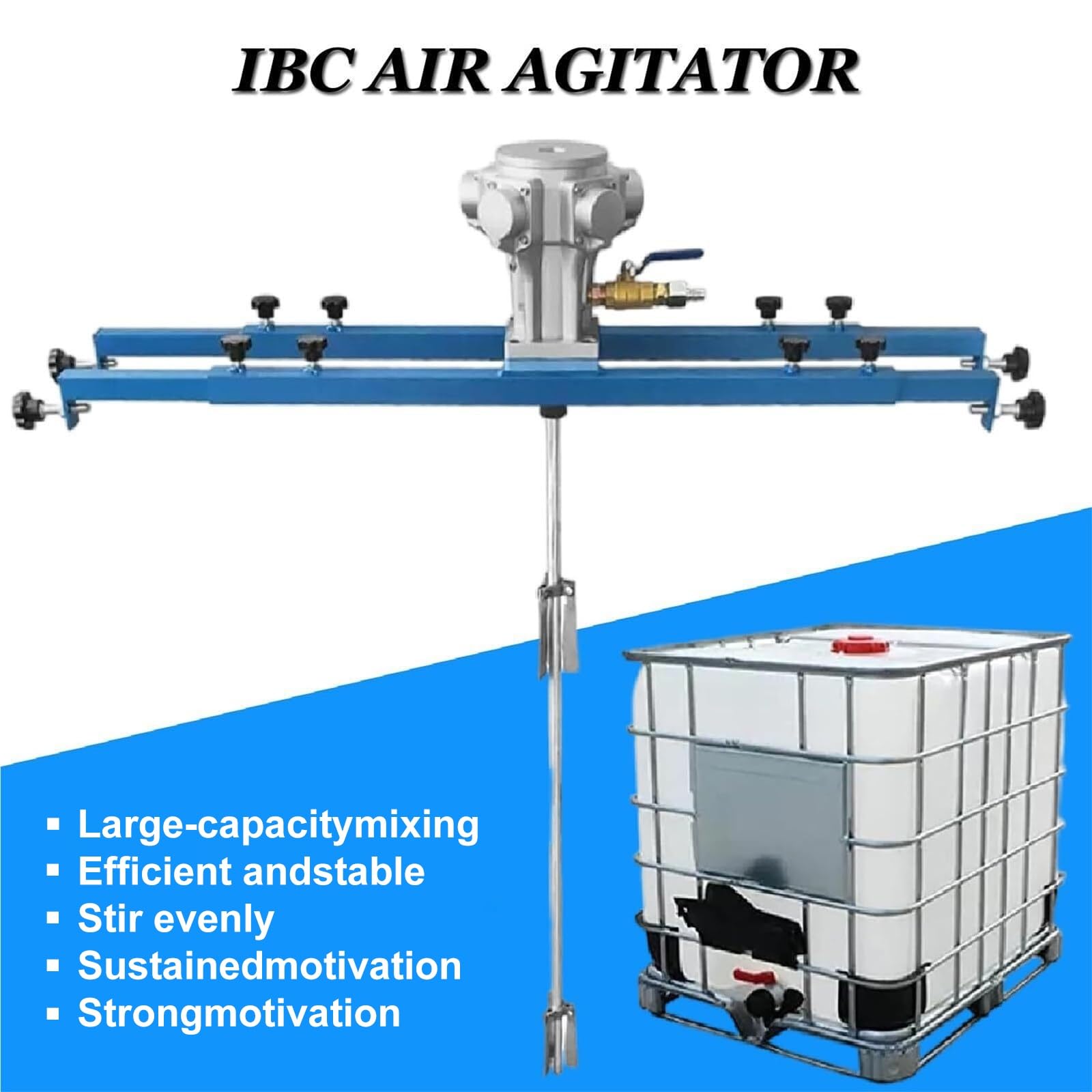 Agitateur à air IBC, mélangeur pneumatique pour cuve de 1 tonne, mélangeur pour peinture, hélice repliable avec support, pour agitateur de dissolution d'encre(3 Cylinders)
