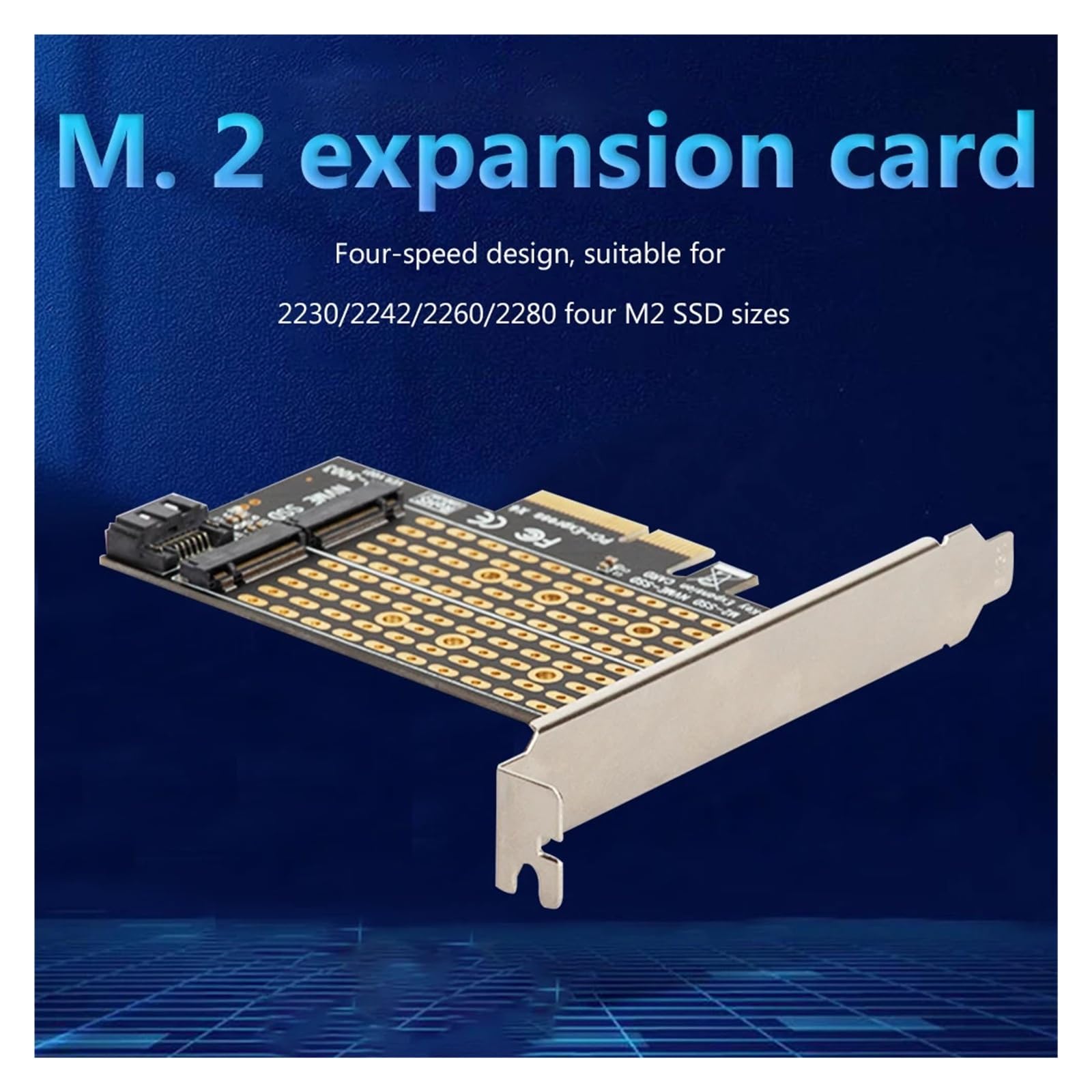 1 szt. Podwójna karta adaptera M.2 na PCI-E 3.0 X4 dla M2 SSD Obsługiwane rozmiary 2230 2242 2260 2280