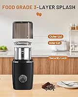 Vista 5 de Molinillo de café de hoja manos libres, molinillo de café inalámbrico con molienda ajustable 5-30S, seguridad de triple bloqueo y batería recargable