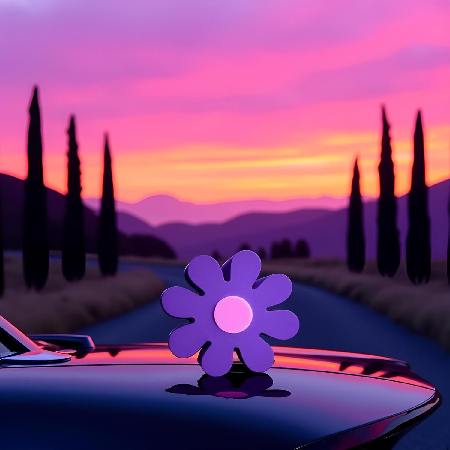 Purple Daisy Car Antenna Topper/Auto Mirror Dangler/Toppers Aerial Ball Antenna Topper Cute Dashboard Accessories for Women Men Antenna Toppers Exterior Accessories