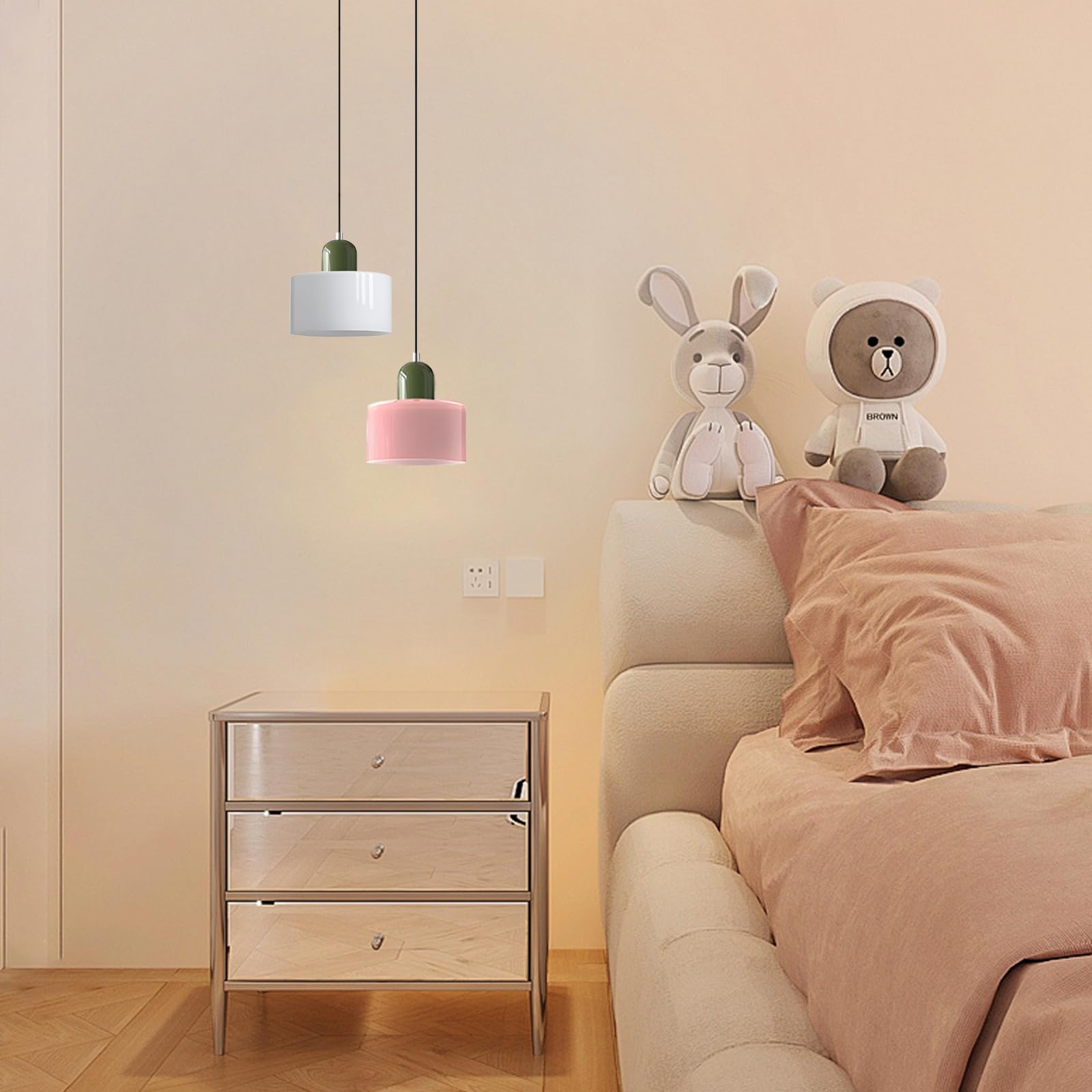 15CM Lampadario in Vetro Stile Scandinavo, Lampada a Sospensione E27, Altezza Regolabile, Metallo & Vetro, Illuminazione Moderna per Cucina, Soggiorno, Sala da Pranzo, Bar (Rosa)