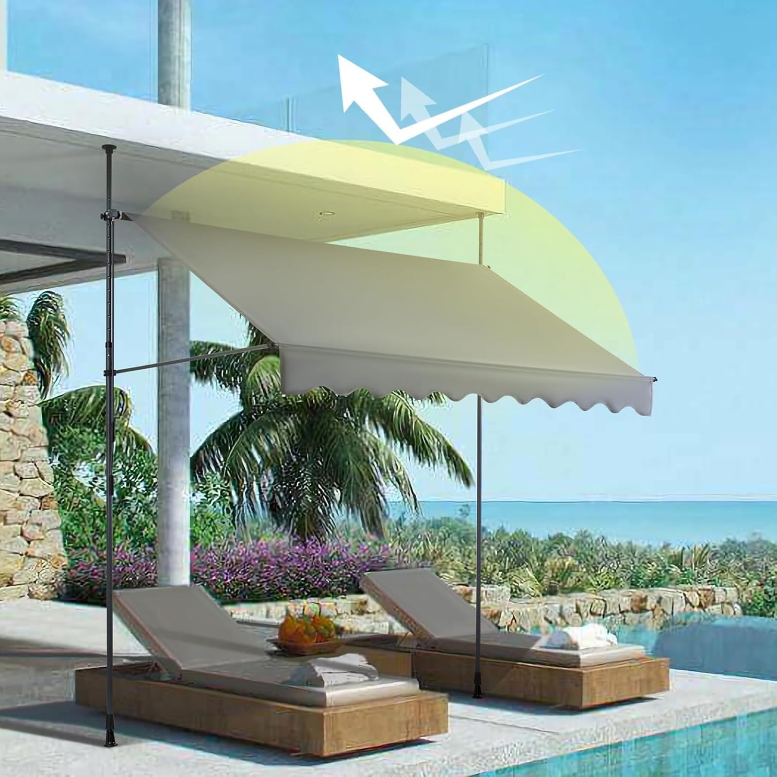 Store banne rétractable haut de gamme | Auvent autoportant design pour terrasse