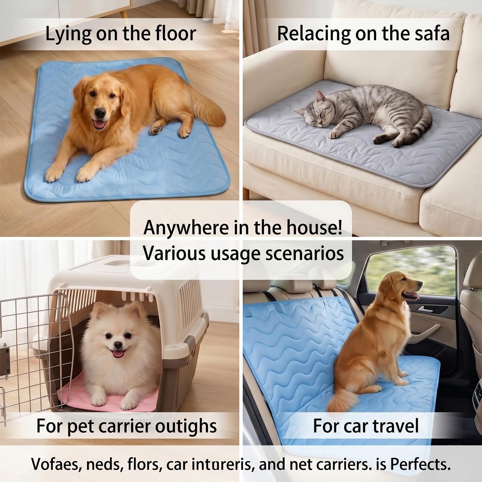 Cojín de refrigeración para perros autorefrigerante para verano, gris: XXL | Para el hogar y de viaje, adecuado para el coche, autorefrigerante, no necesita electricidad