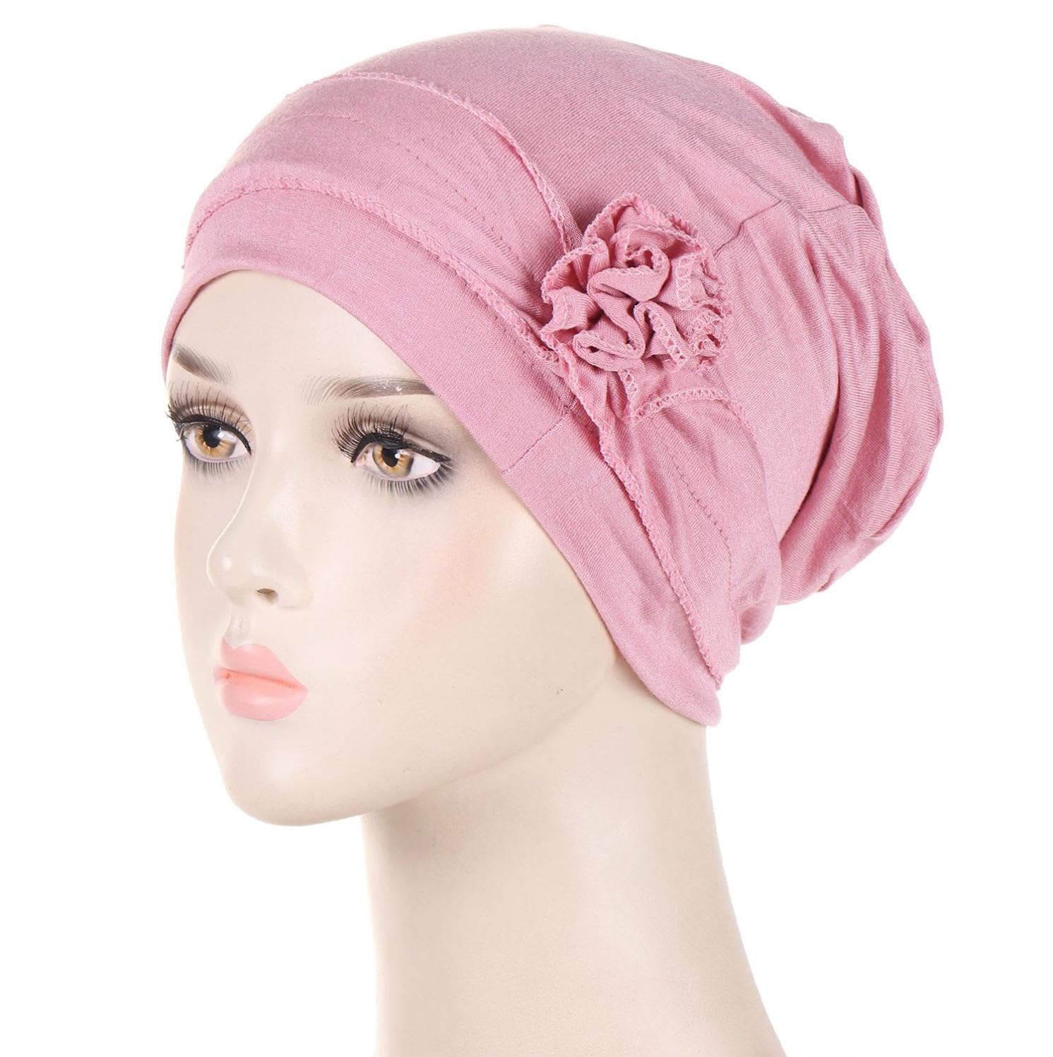 Women's Chemo Turbans Headwear Flower Cap Soft Cancer Hats Head Covering Beanies