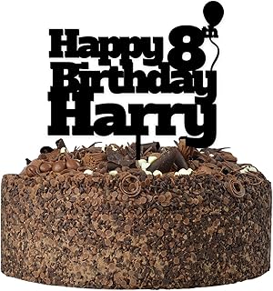 Happy Birthday Cake Topper PERSONALISED with ANY NAME + ANY AGE - Birthday Boy, Son, Nephew, Him, Child, Cake Topper - Food Safe 3mm Thick Acrylic Cake Decoration - Lots of Colours