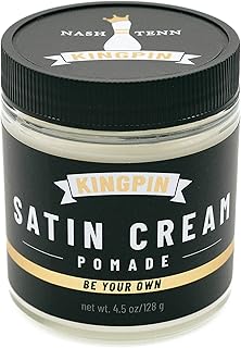 Satin Wax by KINGPIN. Anti frizz, Organic cream pomade with light/medium hold and some shine. For dry, frizzy, wavy, and c...
