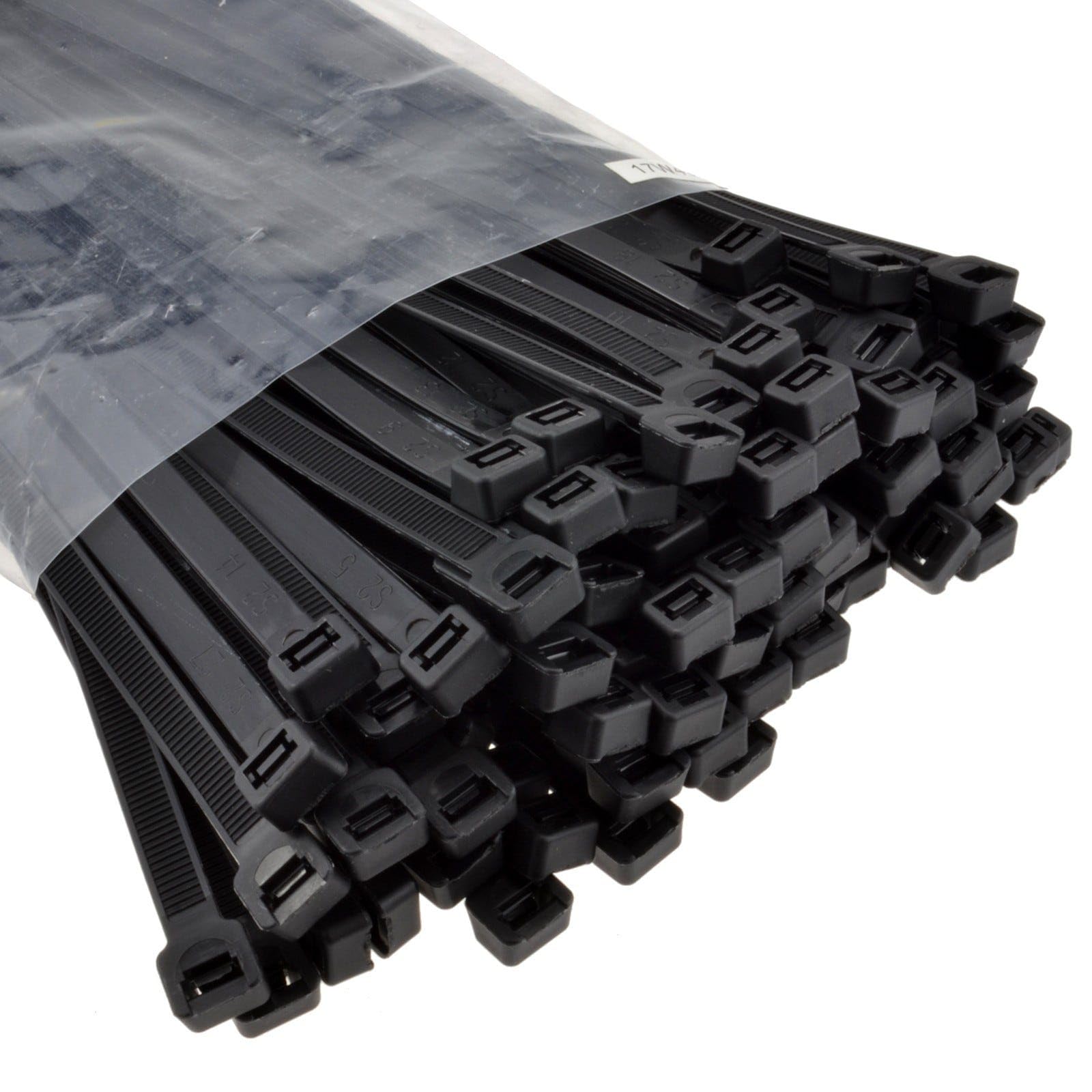 Kenable Black Cable Ties Heavy Duty Nylon 66 Ul Approved Self-Locking Zip Ties 450Mm X 7.5Mm [100 Pack]