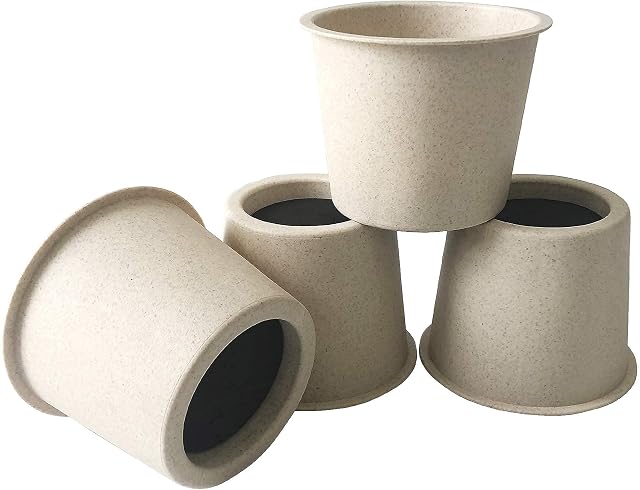 aspeike 4 inch Furniture Risers, 4 Pcs Plastic Bed Lifts, Lifts Up to 500 LBs, Durable Sturdy Risers, Couch Sofa Table Risers, Beige