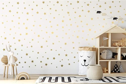 Miniatura 3 de Calcomanías de pared con estrellas doradas, removibles, fáciles de despegar, para decoración del hogar, paredes pintadas de vinilo metálico