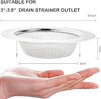 Vista 2 de LASSHSWA 2 piezas de colador de fregadero de cocina de acero inoxidable, colador de drenaje de fregadero de cocina, coladores de fregadero con borde