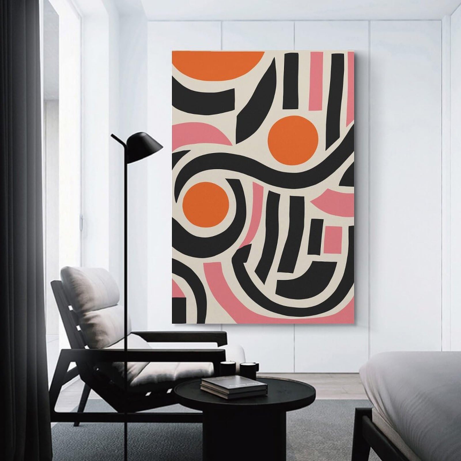 Junmoney Mid Century Abstract Art Canvas Wall Picture 12x18inch(30x45cm), for Contemporary Homes, Apartments Or Offices, Wall Decor with Flexible Room Appeal