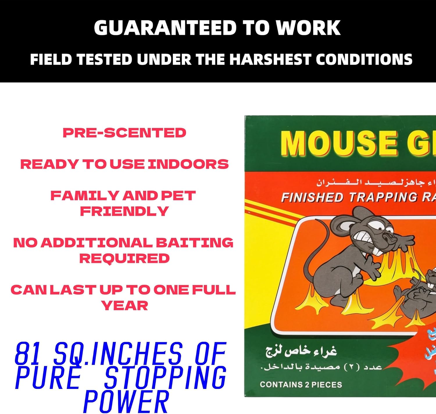 Big Mouse Glue Traps – Powerful Sticky Eco-Friendly Glue Boards,Pre-Scented Indoor Rat Traps for Home,Commercial & Industrial Use,Family-Safe 81 Sq Inch Coverage for Mice, Rats,Snake Insects (6 Sheet)