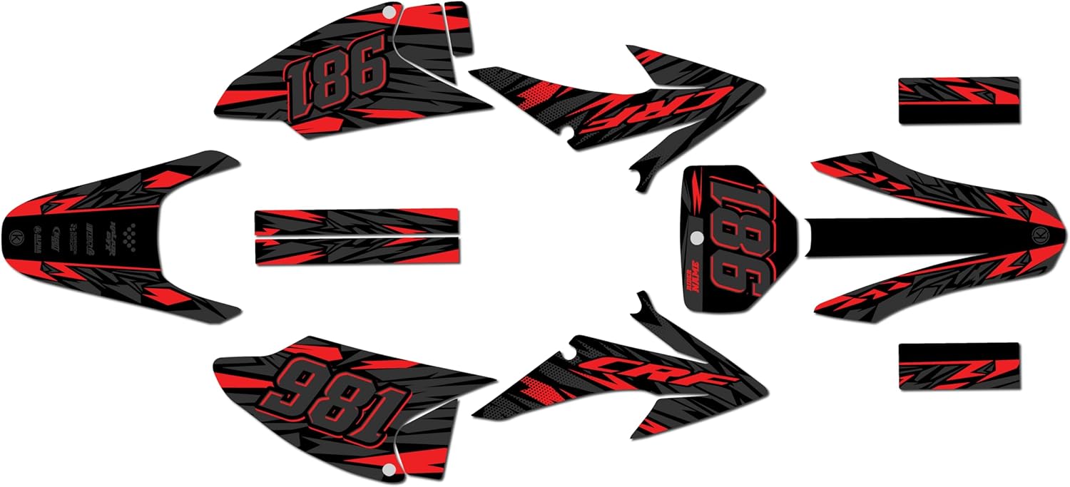 Graphics Kit for Honda CRF150F / CRF230F (2008-2014) Twitch Series Red 16 Mil - On/Off the Road - Dirt Pit Bike Motorcycle Sticker, Dirtbike Racing Decal Motocross Accessories no-Plastics