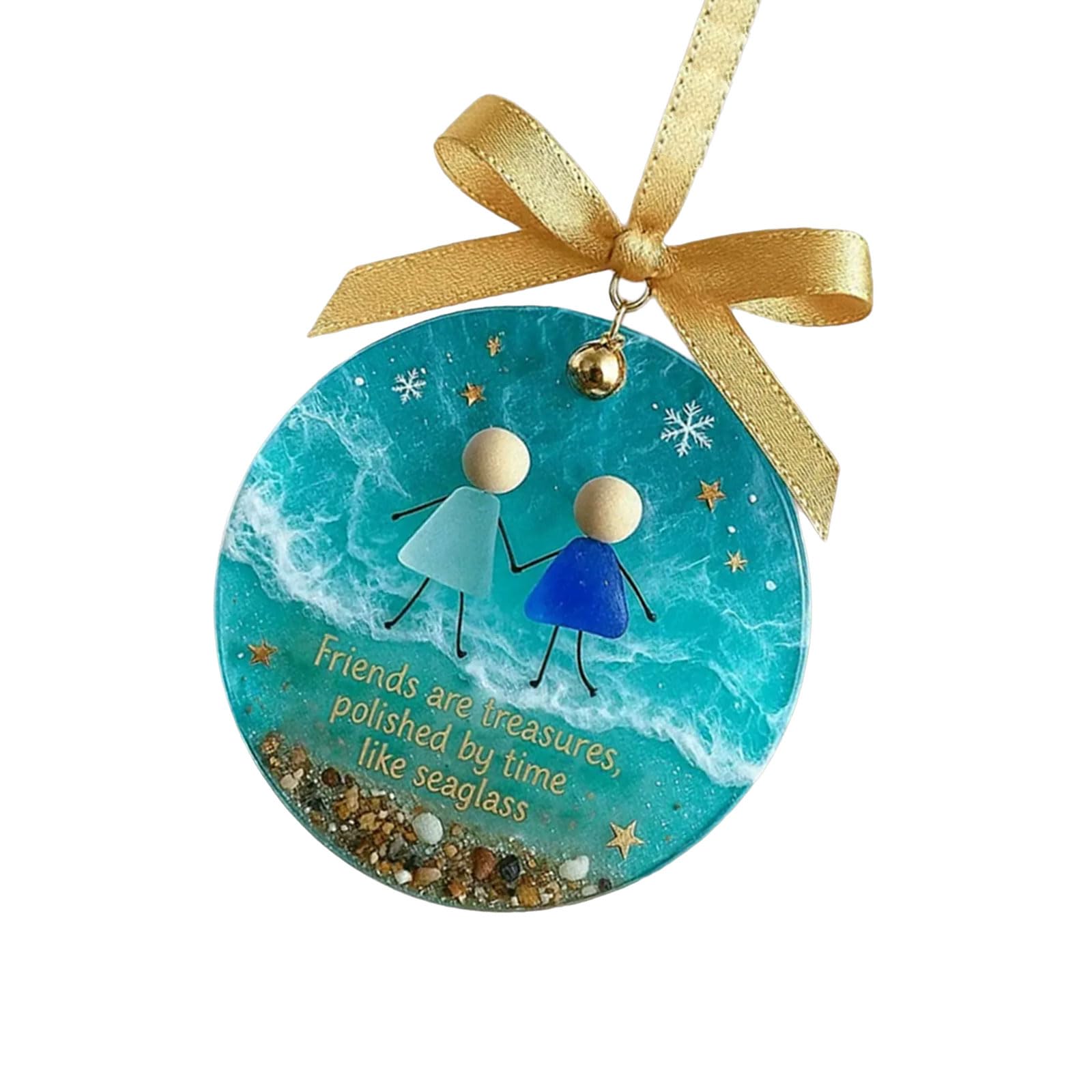 hogtnd Christmas Bells Decoration, Marine Glass, Unique Friendship Symbol, Christmas Tree Accessories, Gift, Handmade Marine Glass Christmas Ornament