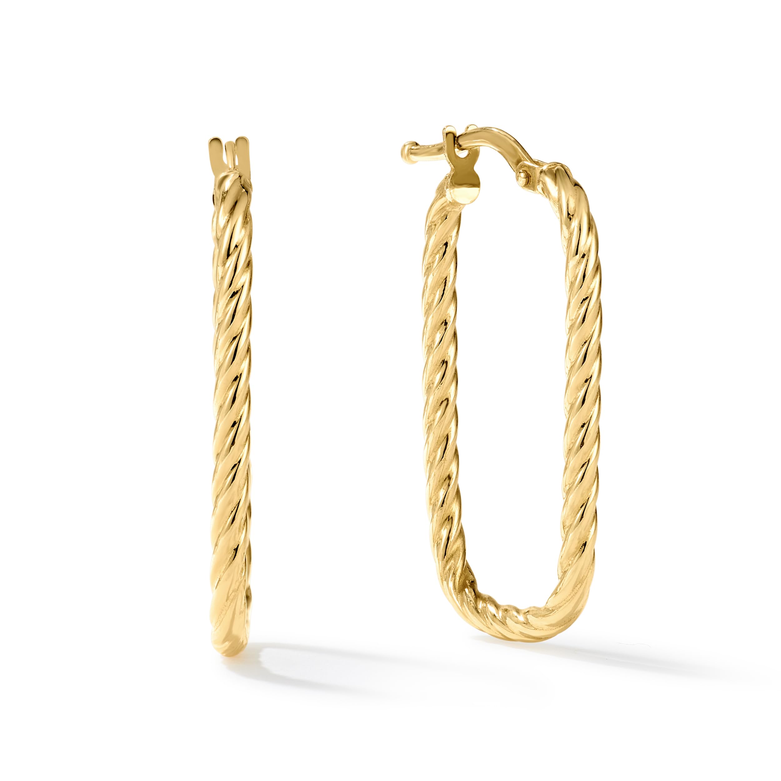 Paperclip Oval Hoops in Real 10K White Gold with a Diamond-Cut Finish 30mm Length Real Gold Stamped for