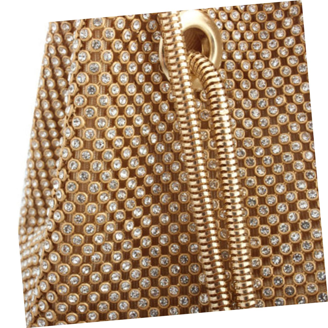 Hemobllo Bolso Dorado Mujer Fiesta Tipo Cubo Con Cristales Bolso De Mano Clutch Para Boda Y Evento Para Móvil Monedero Tarjeta Y Más 7.08X1.96X5.90in