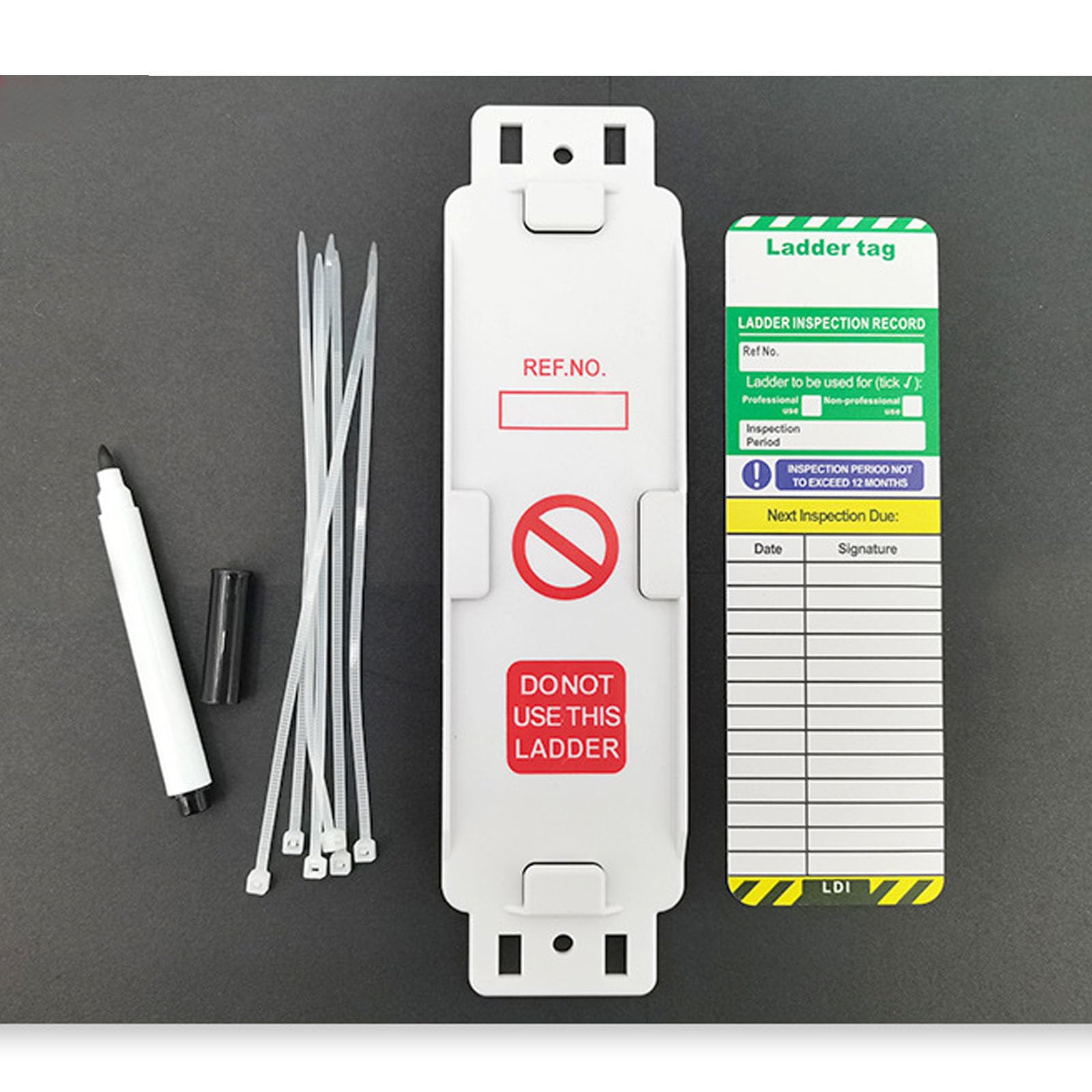 Étiquettes d'échelle – 10 supports et 10 inserts d'étiquettes d'inspection d'échelle, étiquette d'inspection d'échelle, protection de sécurité pour intérieur et extérieur